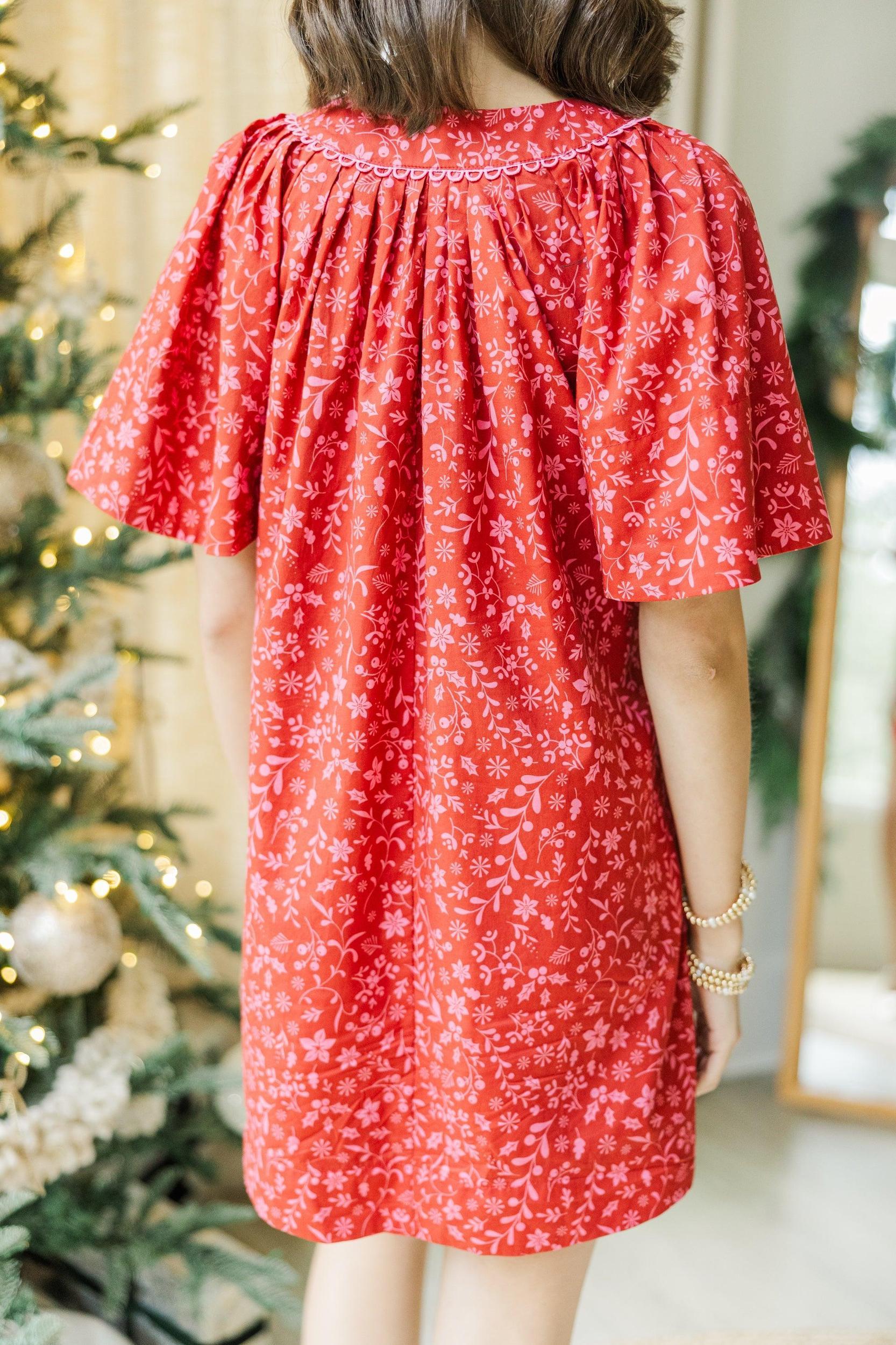 Just A Theory Red Ditsy Floral Dress Female Product Image