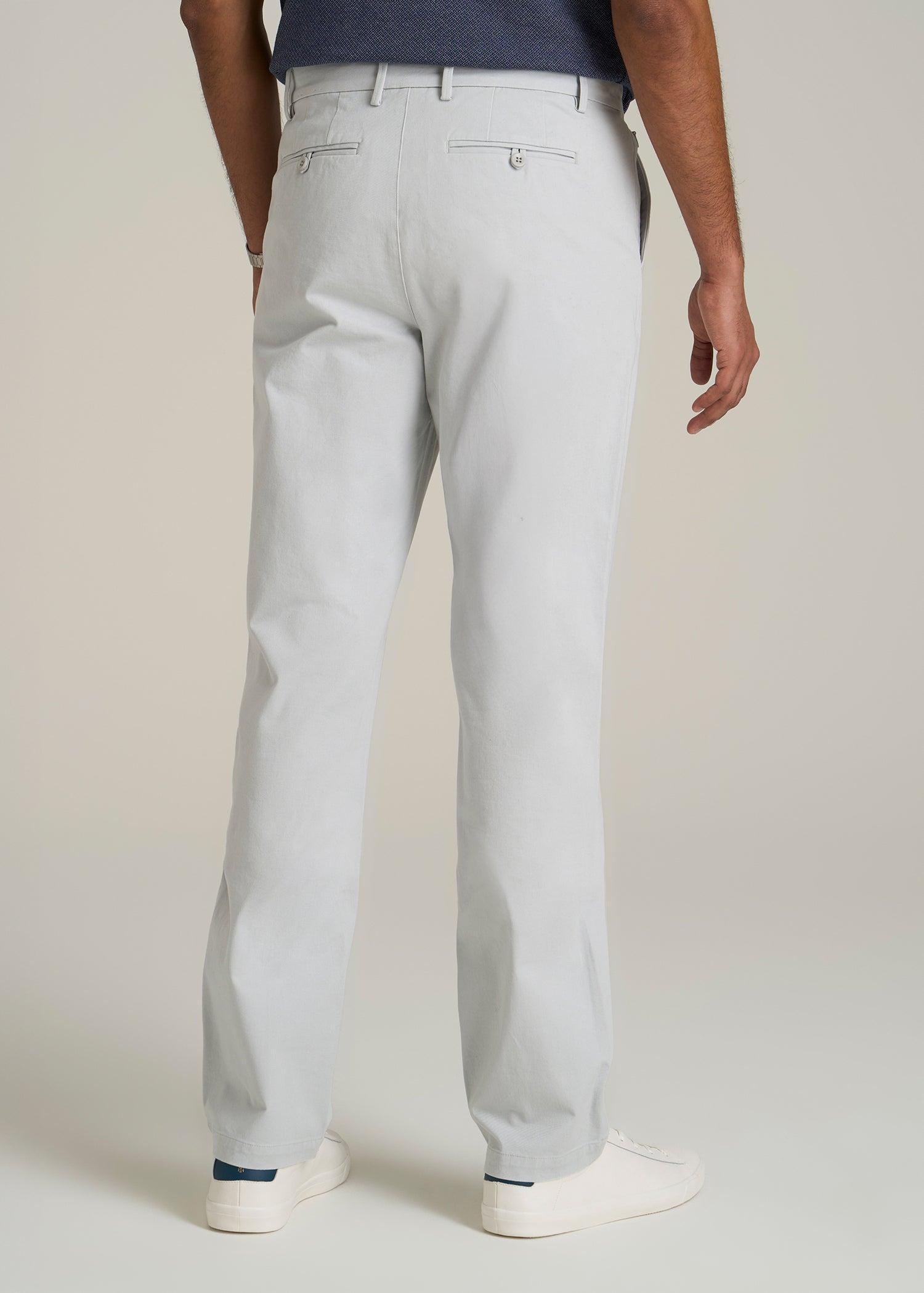 4 Way Stretch Commuter TAPERED Chino Pants for Tall Men in Silver Drop Product Image