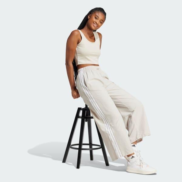 adidas Essentials 3-Stripes Lifestyle Woven Parachute Pants Beige L Womens Product Image