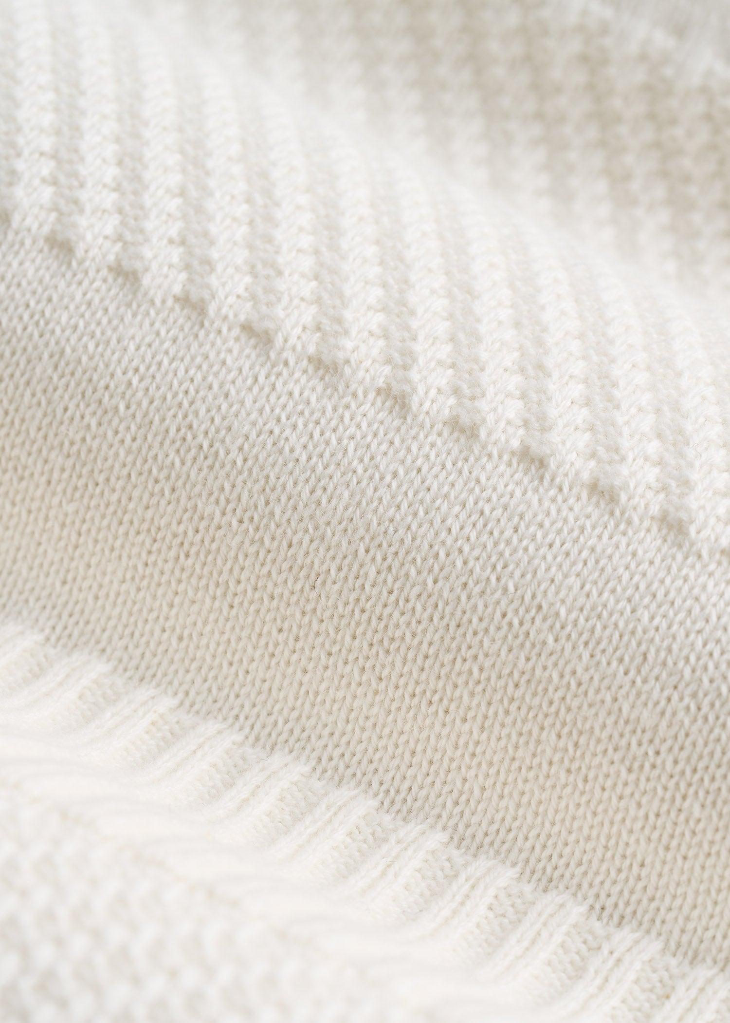 Minimalist Embossed Knit Sweater for Tall Men in Ivory White Product Image