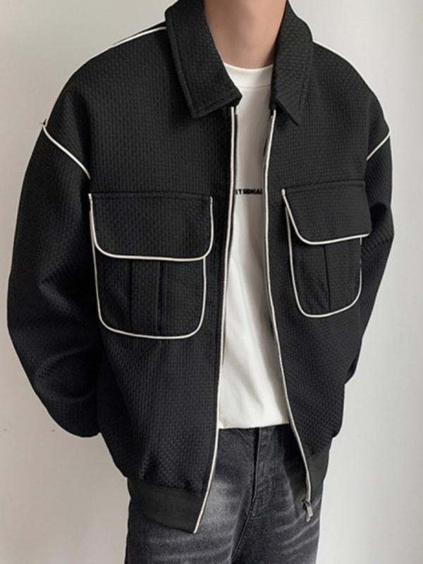Men's Contrast Top-stitching Dual Pocket Jacket Product Image