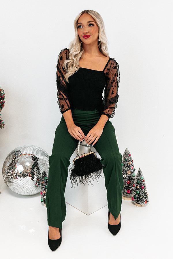 Watch The Stars Smocked Top In Black Product Image
