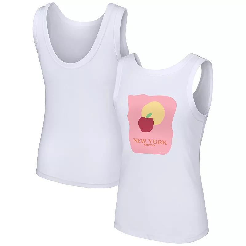 Women's Lusso Style  White New York Mets Lindy Tank Top, Size: Medium Product Image