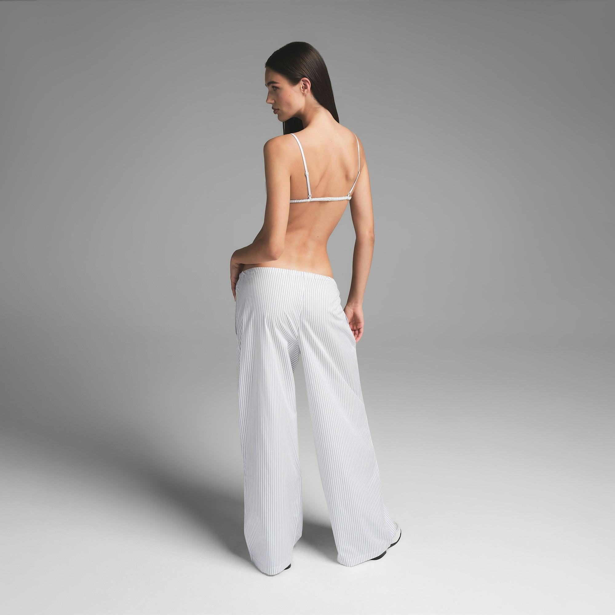 COTTON POPLIN TRIANGLE BRALETTE | ZEN BLUE STRIPE Product Image