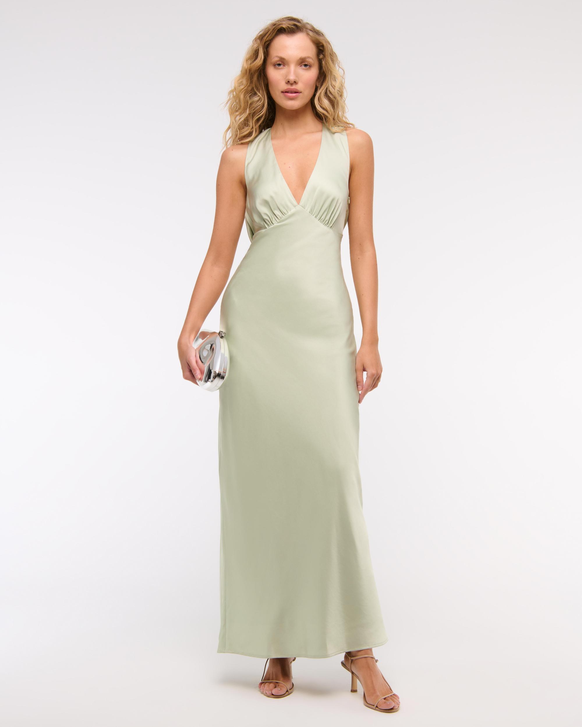 Plunge Cowl Back Maxi Dress Product Image