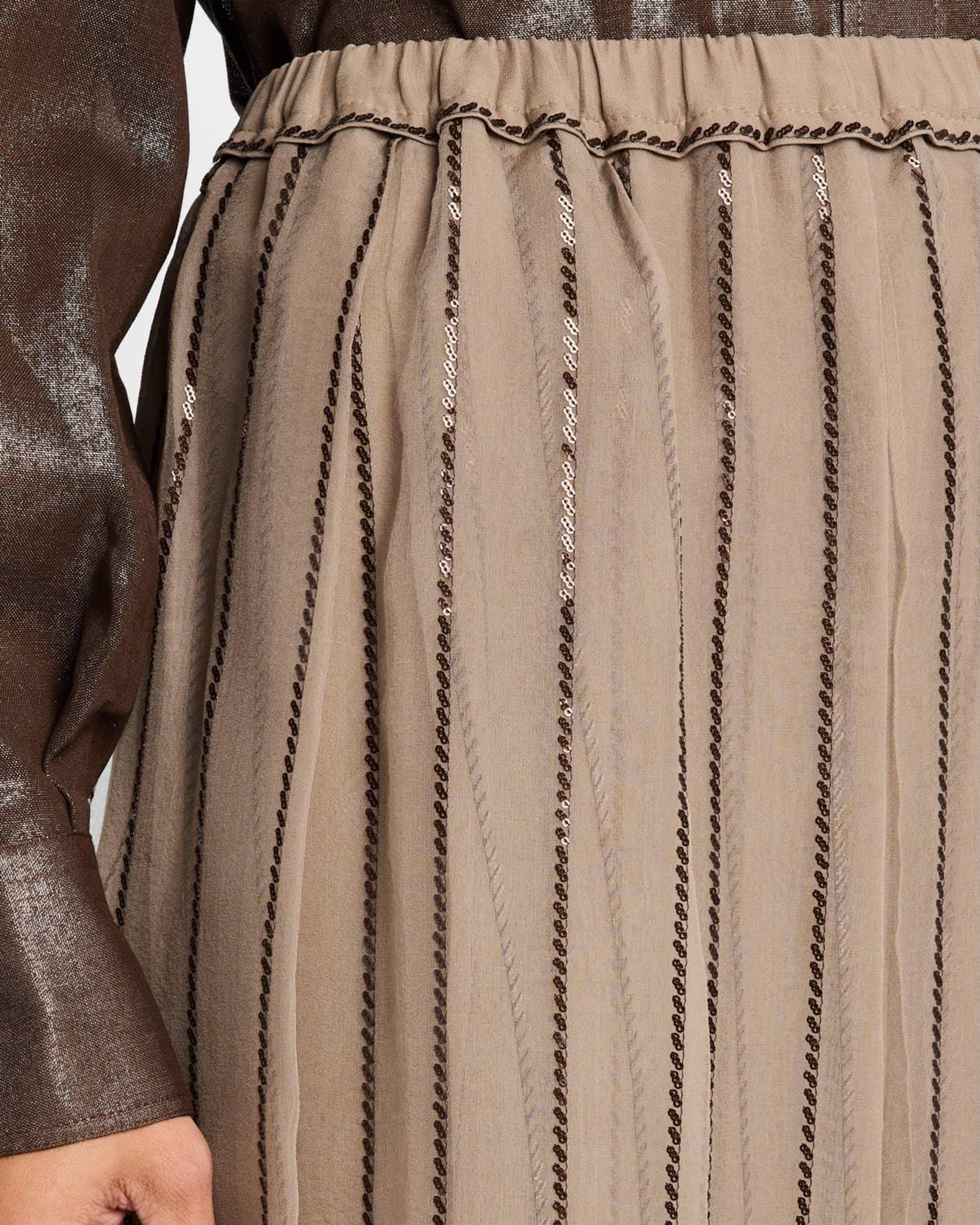 Regimental Paillette Crispy Silk Chiffon Midi Skirt Product Image
