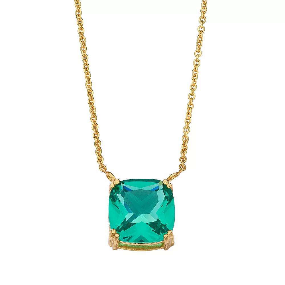 Aleure Precioso Sterling Silver Crystal Pendant Necklace, Women's, Size: 18", Gold Tone Green Product Image