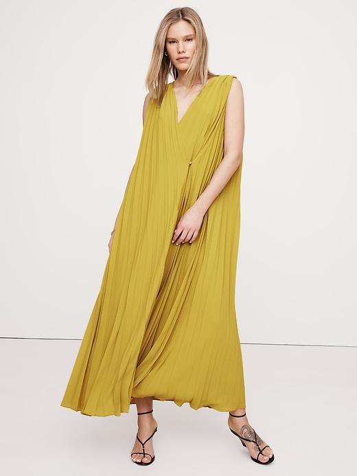 Pleated Cape Maxi Dress Product Image