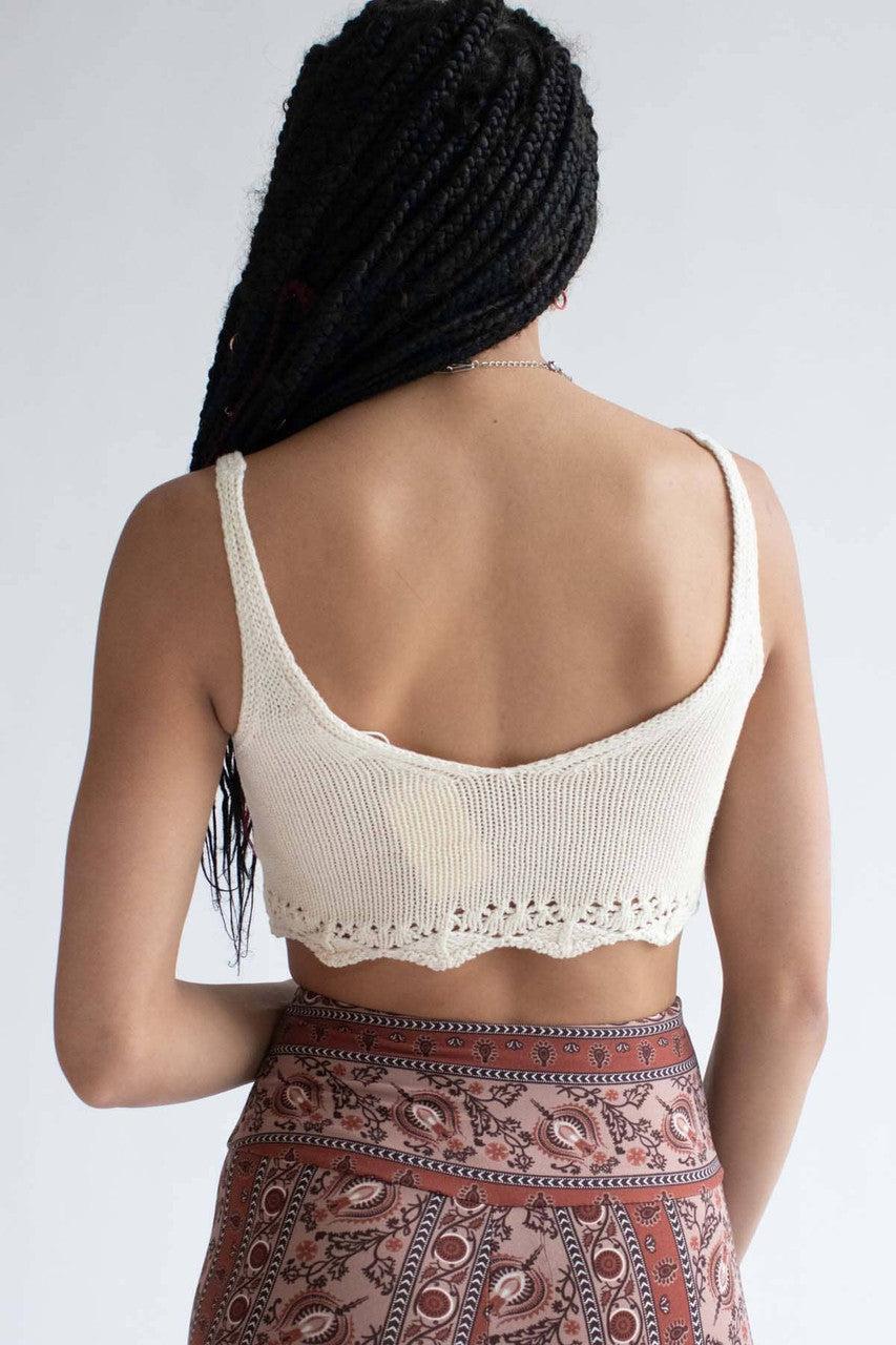 Ivory Knit Crop Tank Product Image