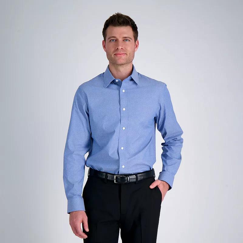 Men's Haggar® Premium Comfort Classic Fit Wrinkle Resistant Dress Shirt, Size: 16.5-32/33, Blue Blue Dobby Product Image