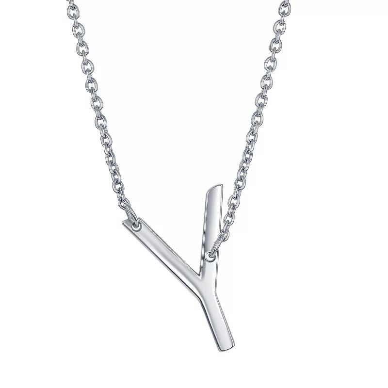 Sterling Silver Sideways Initial Necklace, Womens Sterling B Product Image