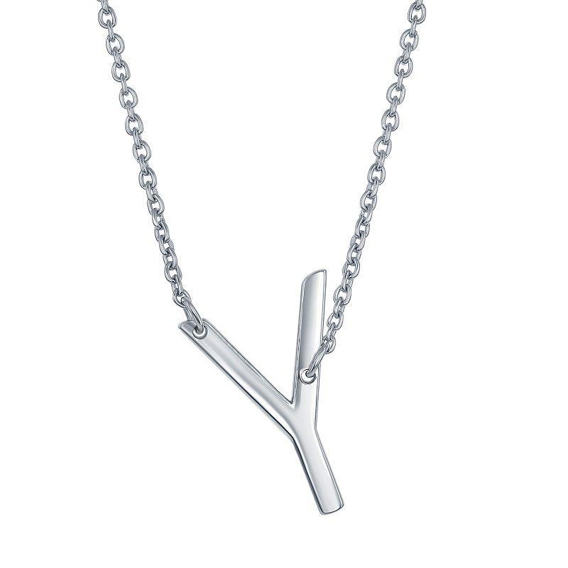 Sterling Silver Sideways Initial Necklace, Womens Sterling B Product Image