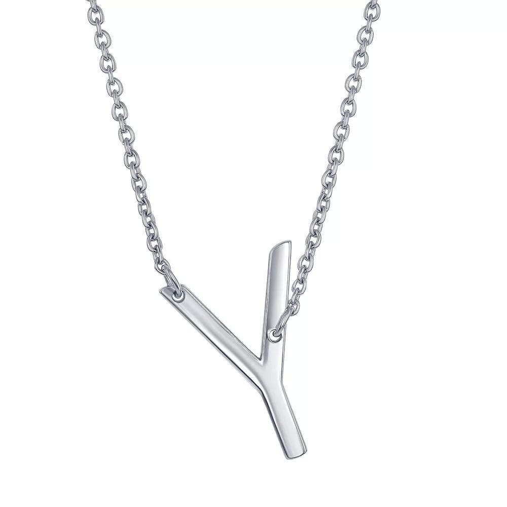 Sterling Silver Sideways Initial Necklace, Womens Sterling B Product Image