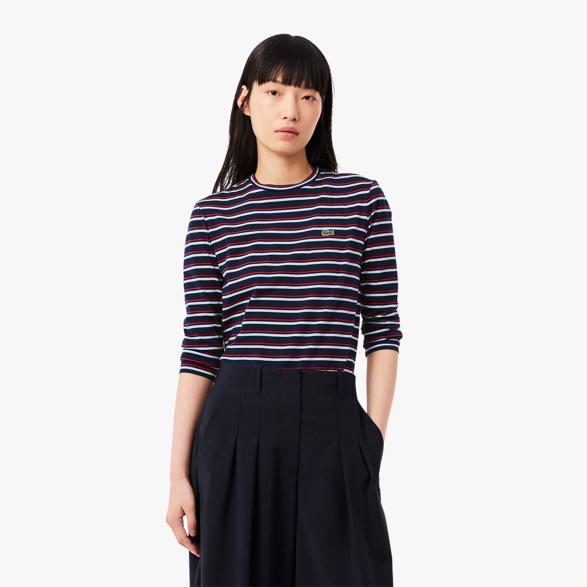 Long Sleeved Striped Cotton T-shirt Product Image