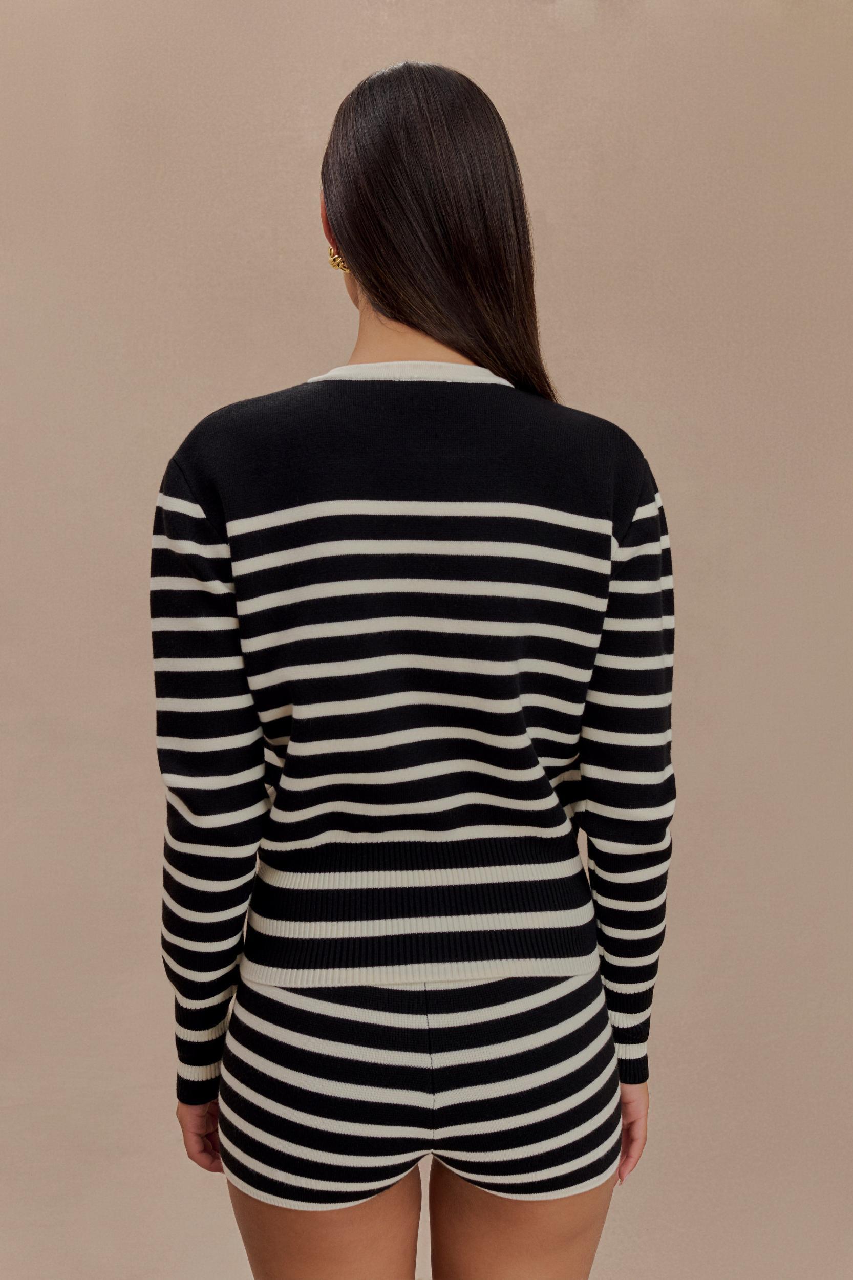 Tabitha Stripe Knit Shorts - Black/White Product Image