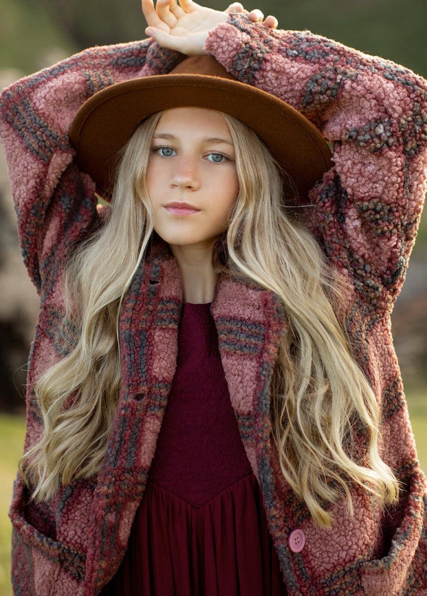Gertrude Coat in Rose Plaid Girls Product Image