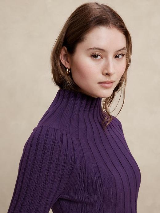 Mock-Neck Ribbed Sweater Product Image