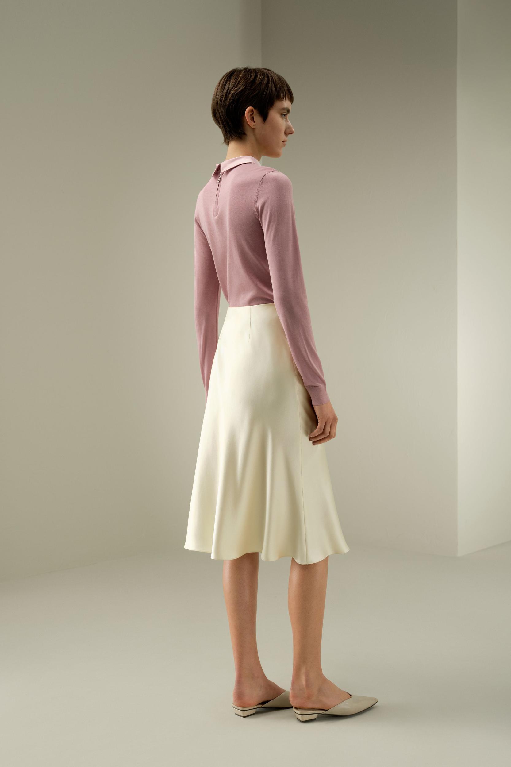 Mid Rise Silk Midi Skirt Product Image