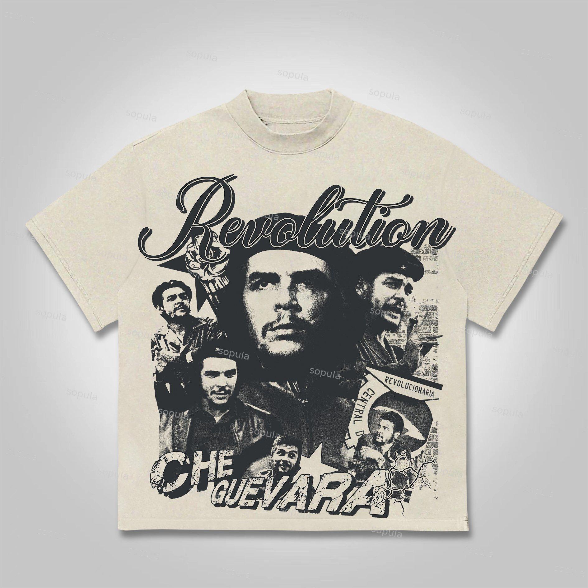 Sopula Revolution Che Guevara Vintage Graphics Cotton T-Shirt Product Image