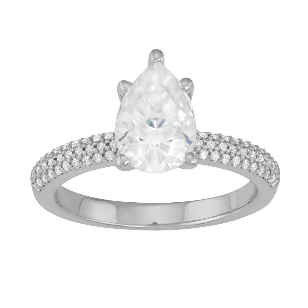 Charles & Colvard 14k White Gold 2 1/3 Carat T.W. Lab-Created Moissanite Pear-Cut Engagement Ring, Women's, Size: 5 Product Image