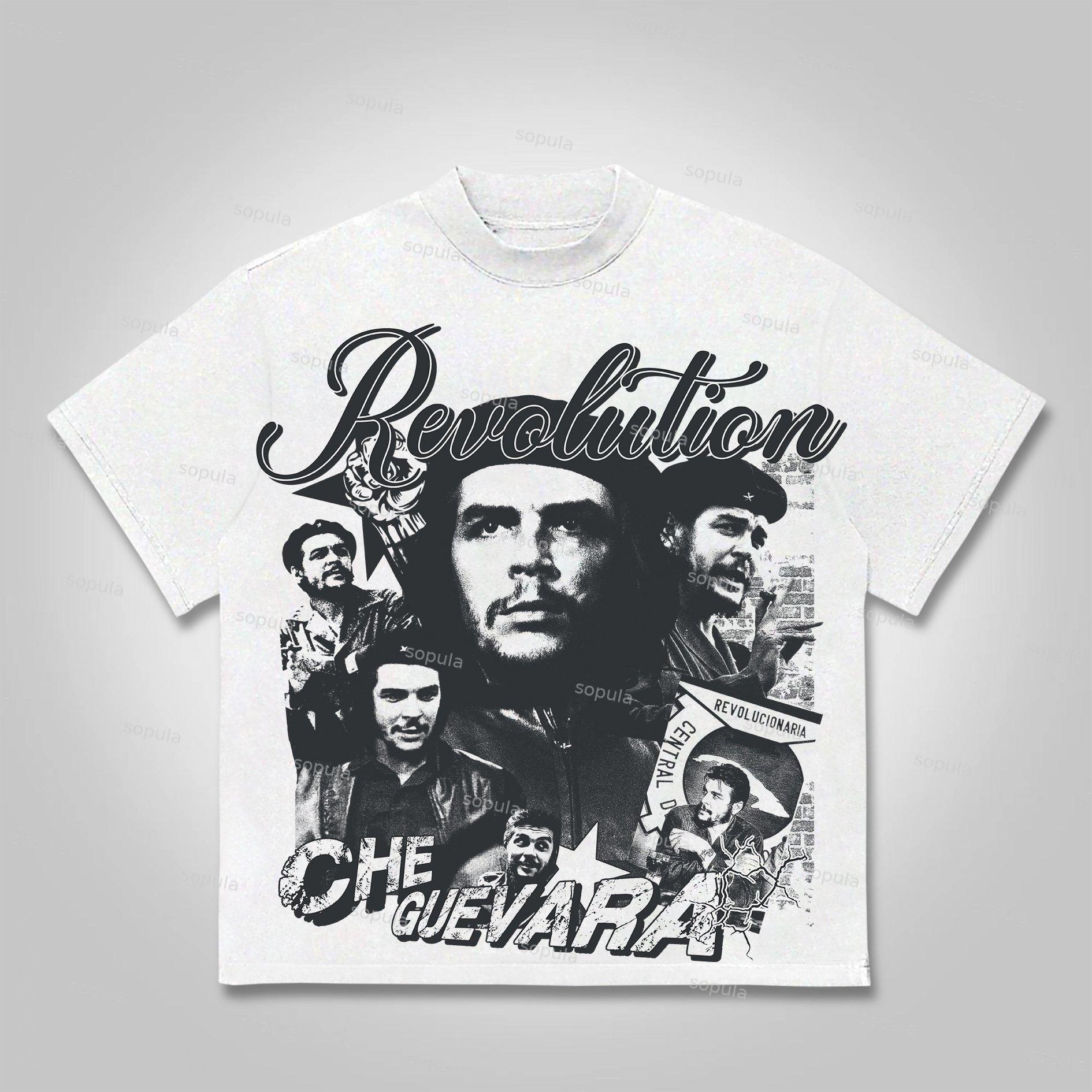 Sopula Revolution Che Guevara Vintage Graphics Cotton T-Shirt Product Image