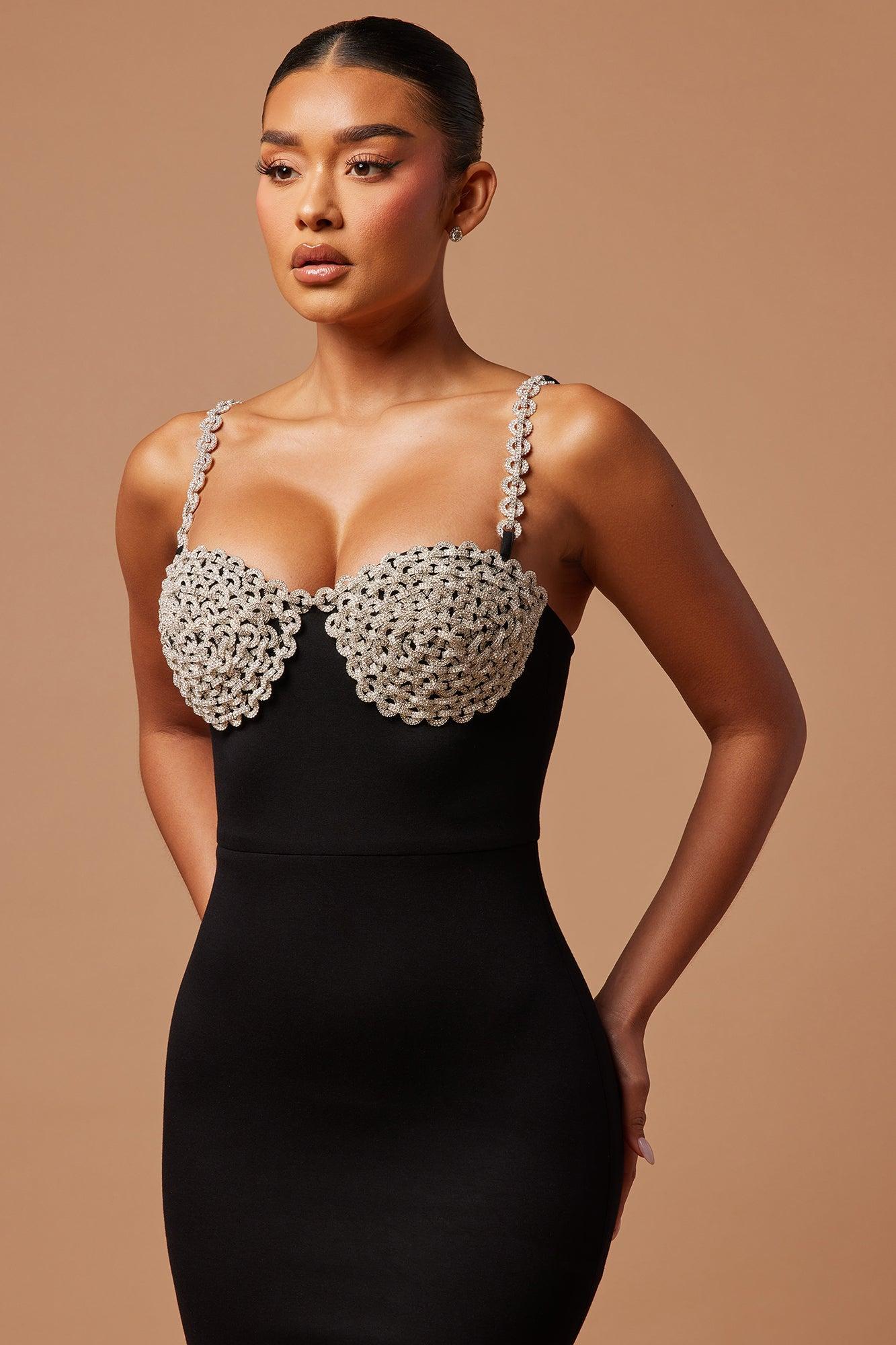 Madelyn Embellished Mini Dress - Black Product Image