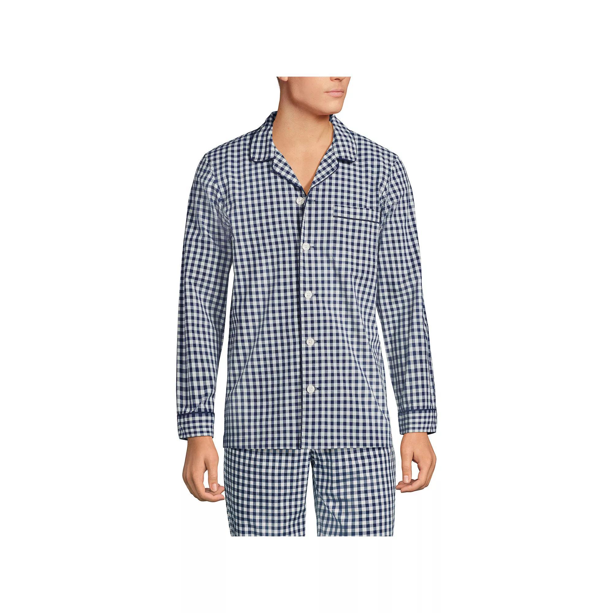 Men's Lands' End Broadcloth Pajama Sleep Shirt, Size: Large, Grey Blue Stripe Product Image