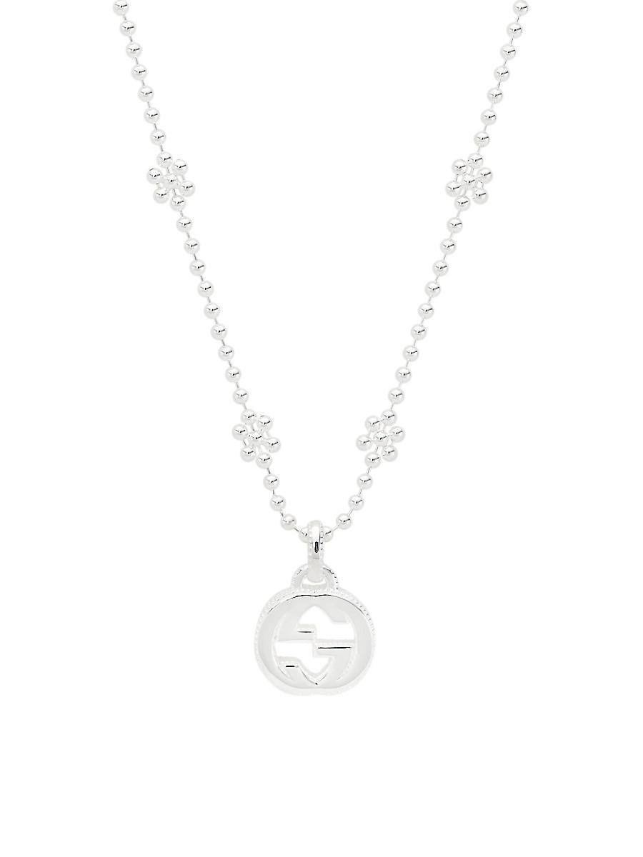 Womens Sterling Silver Interocking G Logo Pendant Necklace Product Image