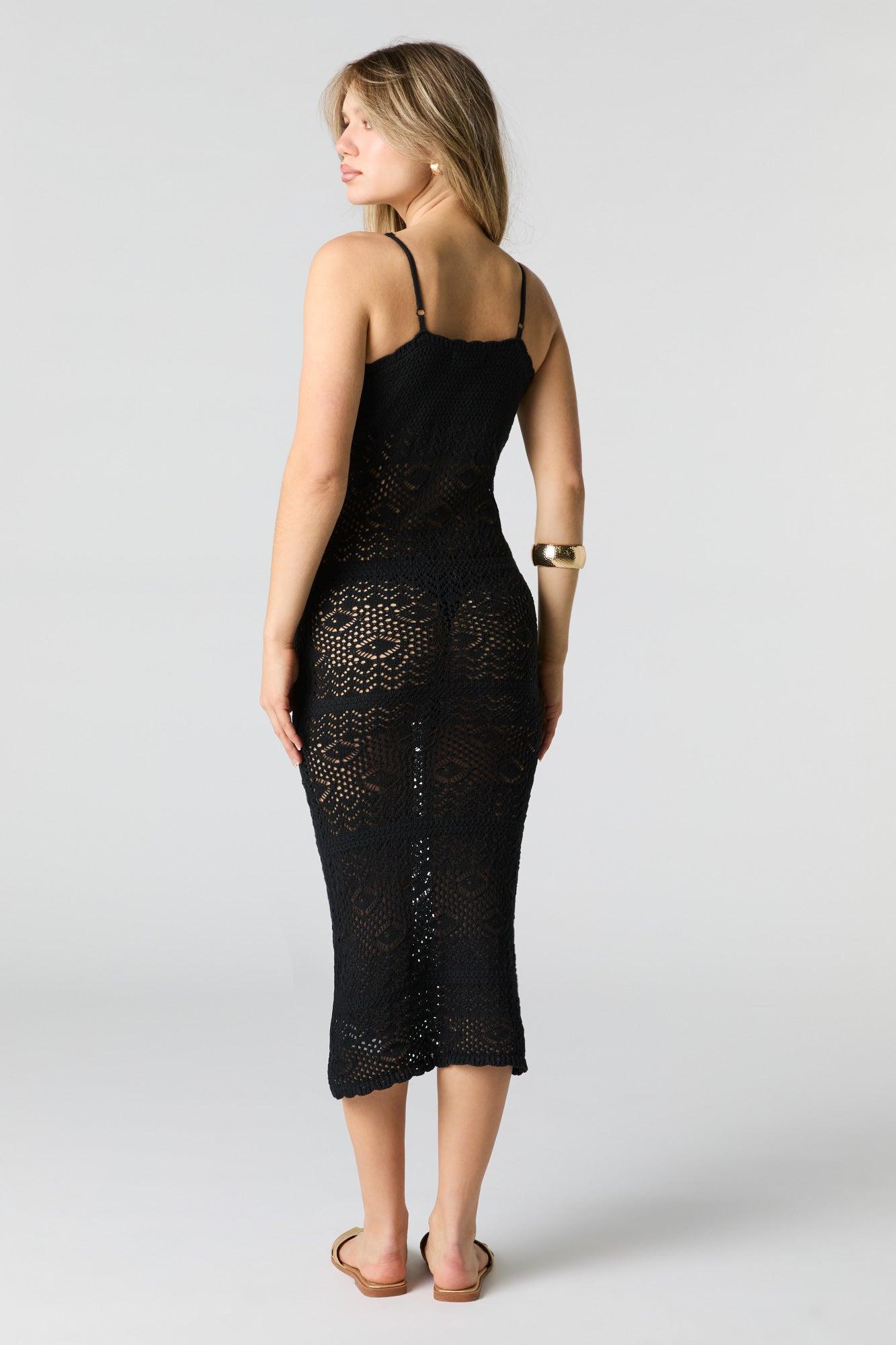 Crochet Knit Midi Dress Female Product Image