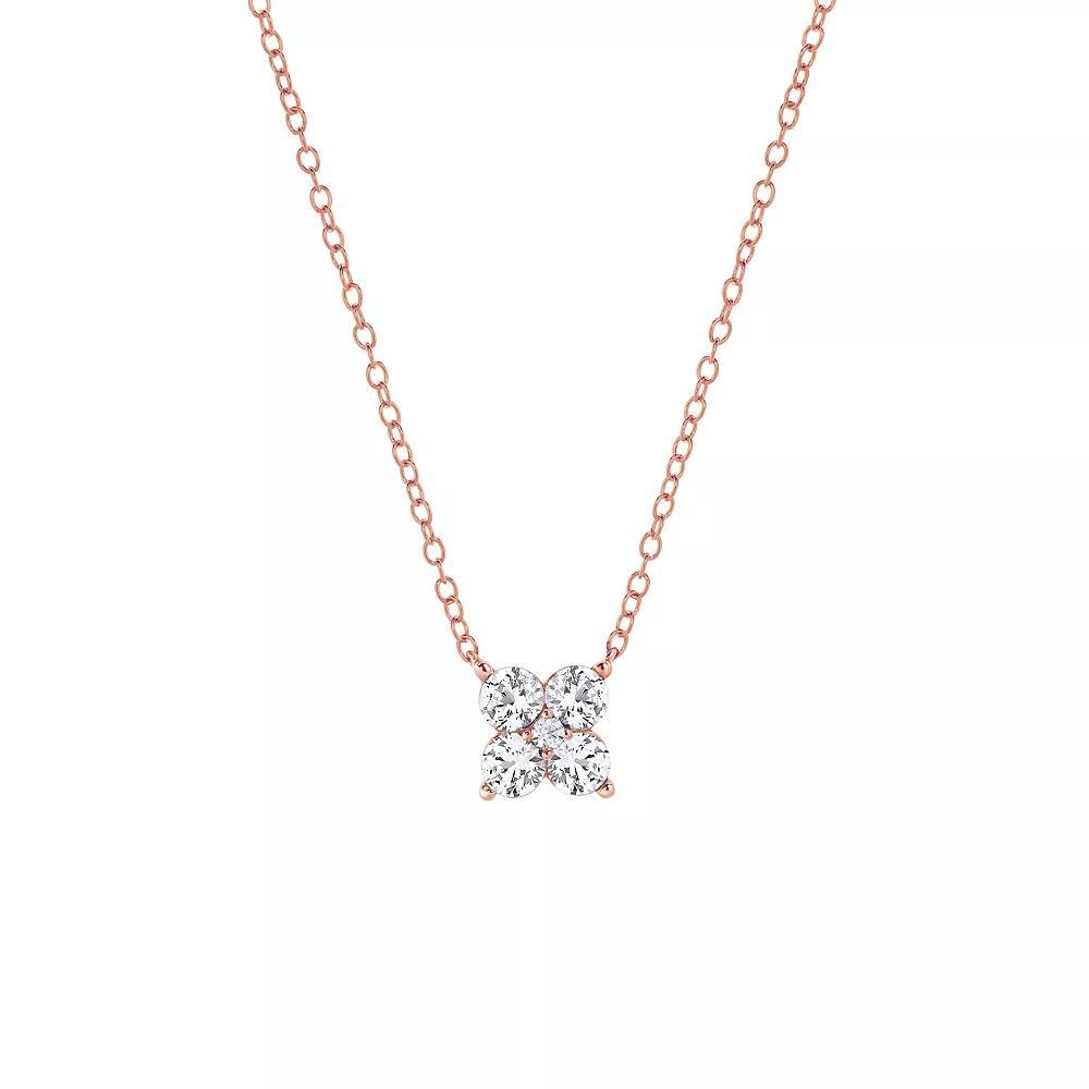 Gemstone Brilliance Lab-Created White Sapphire Cluster Pendant Necklace, Women's, Size: 18", Pink Tone Product Image
