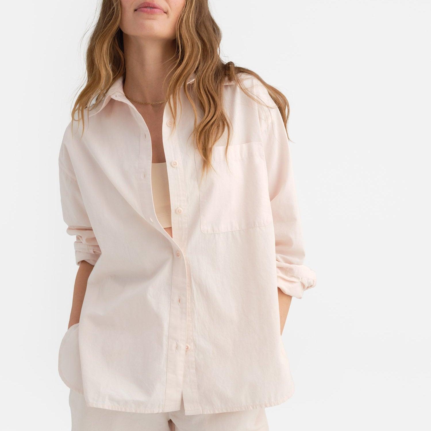 Organic Poplin Long Sleeve Button Down Female Product Image