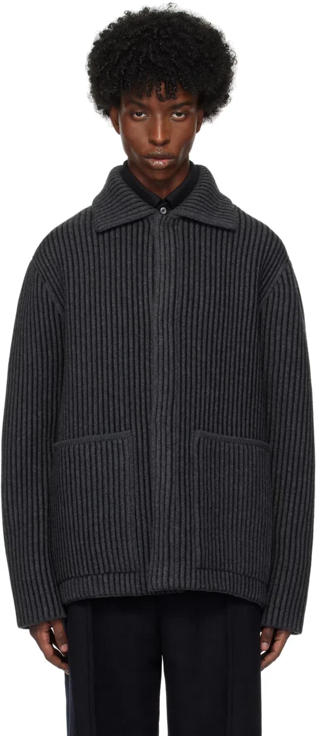 ZEGNA Dark Grey Mélange Wool And Cashmere Chore Jacket Product Image