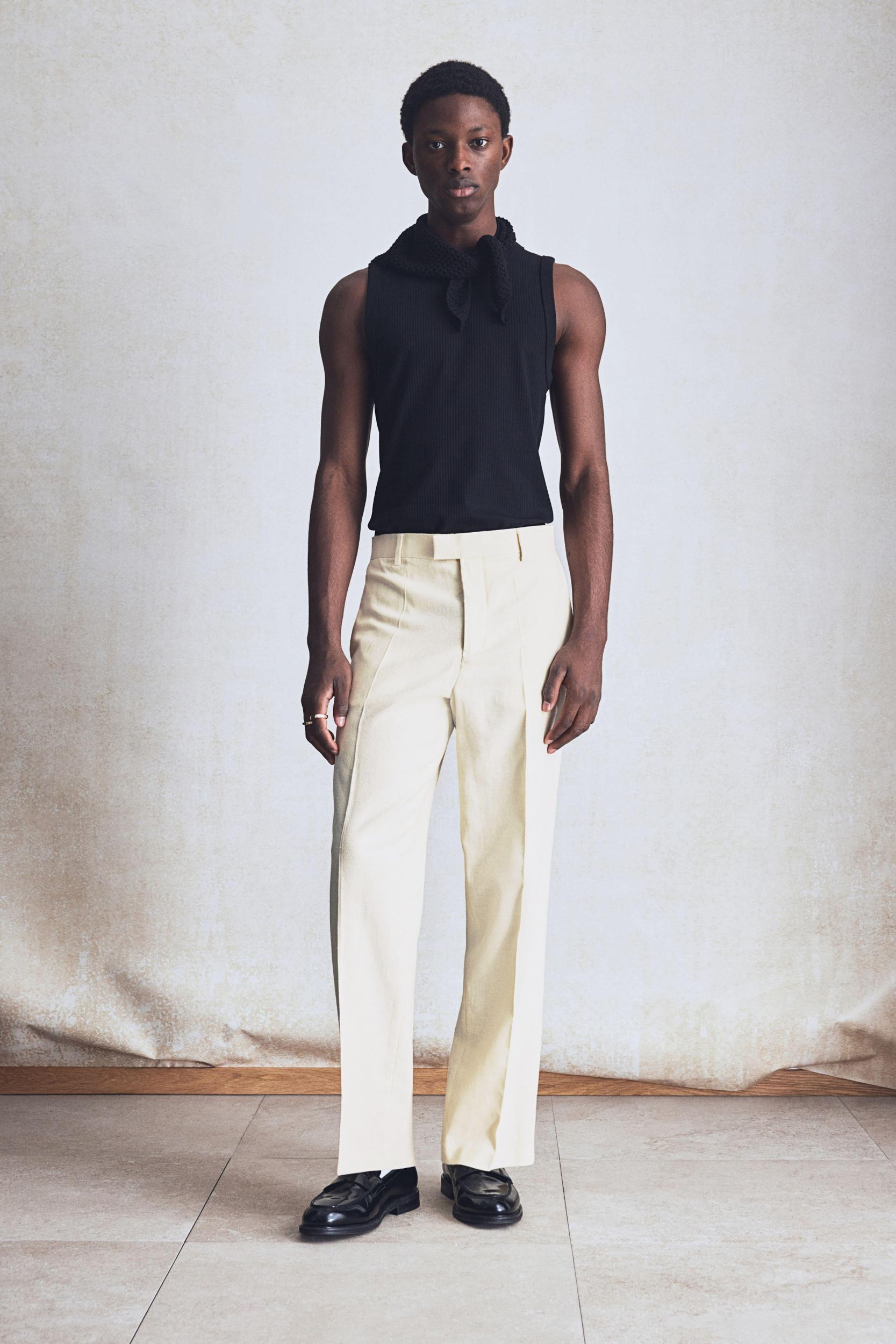 Relaxed-Fit Tailored Linen-Blend Pants Product Image