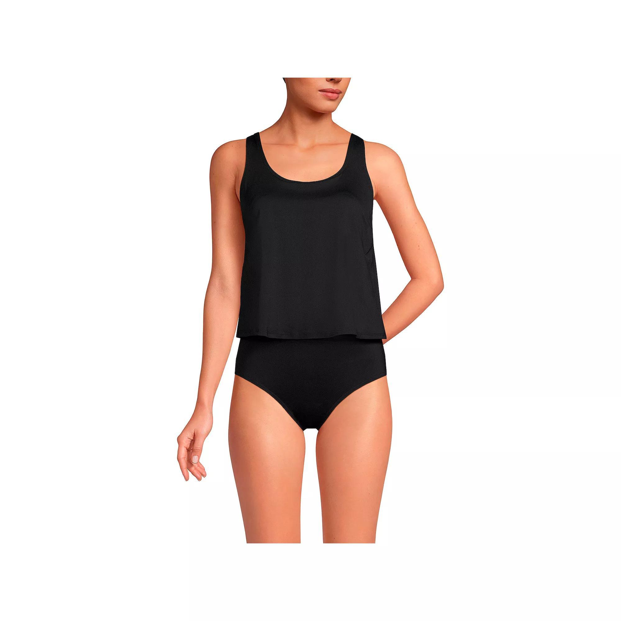 Women's Lands' End Chlorine Resistant One-Piece Fauxkini Swimsuit, Size: 8, Black Product Image