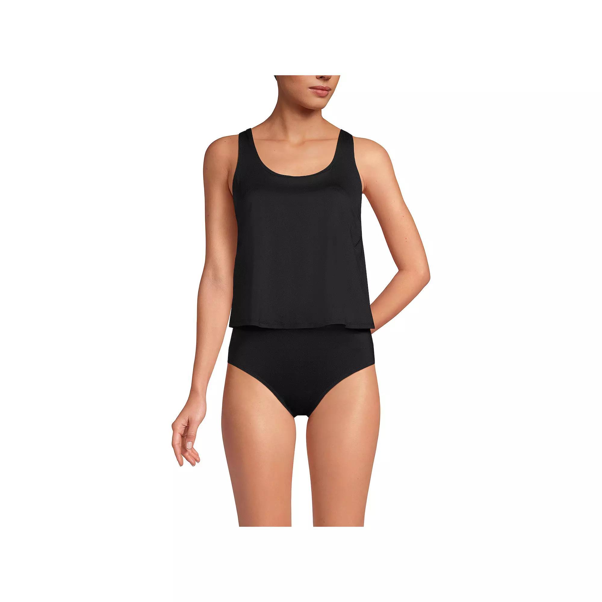 Women's Lands' End Chlorine Resistant One-Piece Fauxkini Swimsuit, Size: 8, Black Product Image