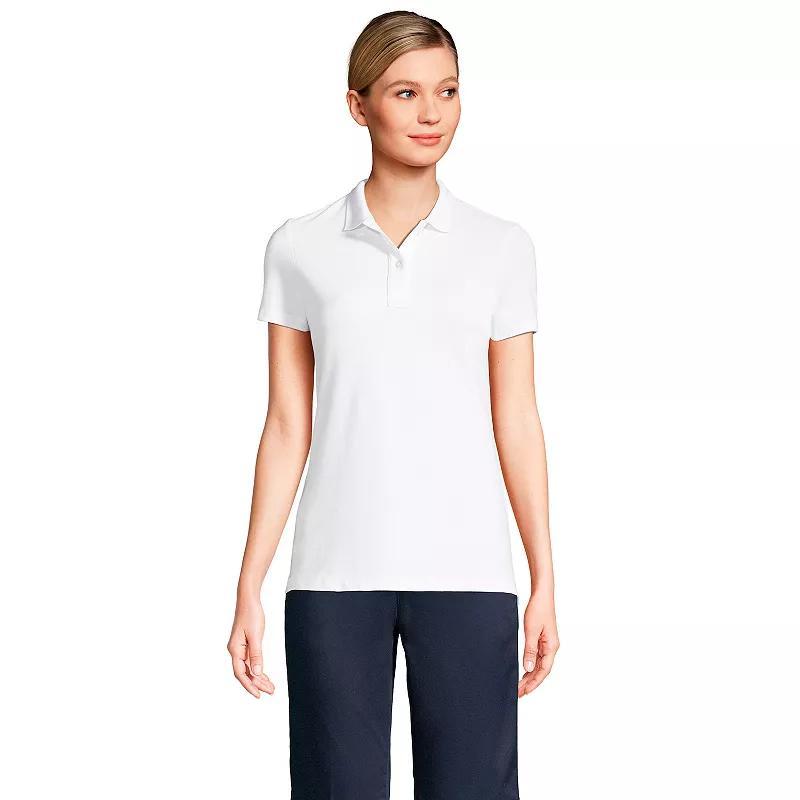 Womens Lands End School Uniform Short Sleeve Mesh Polo Shirt Red Product Image