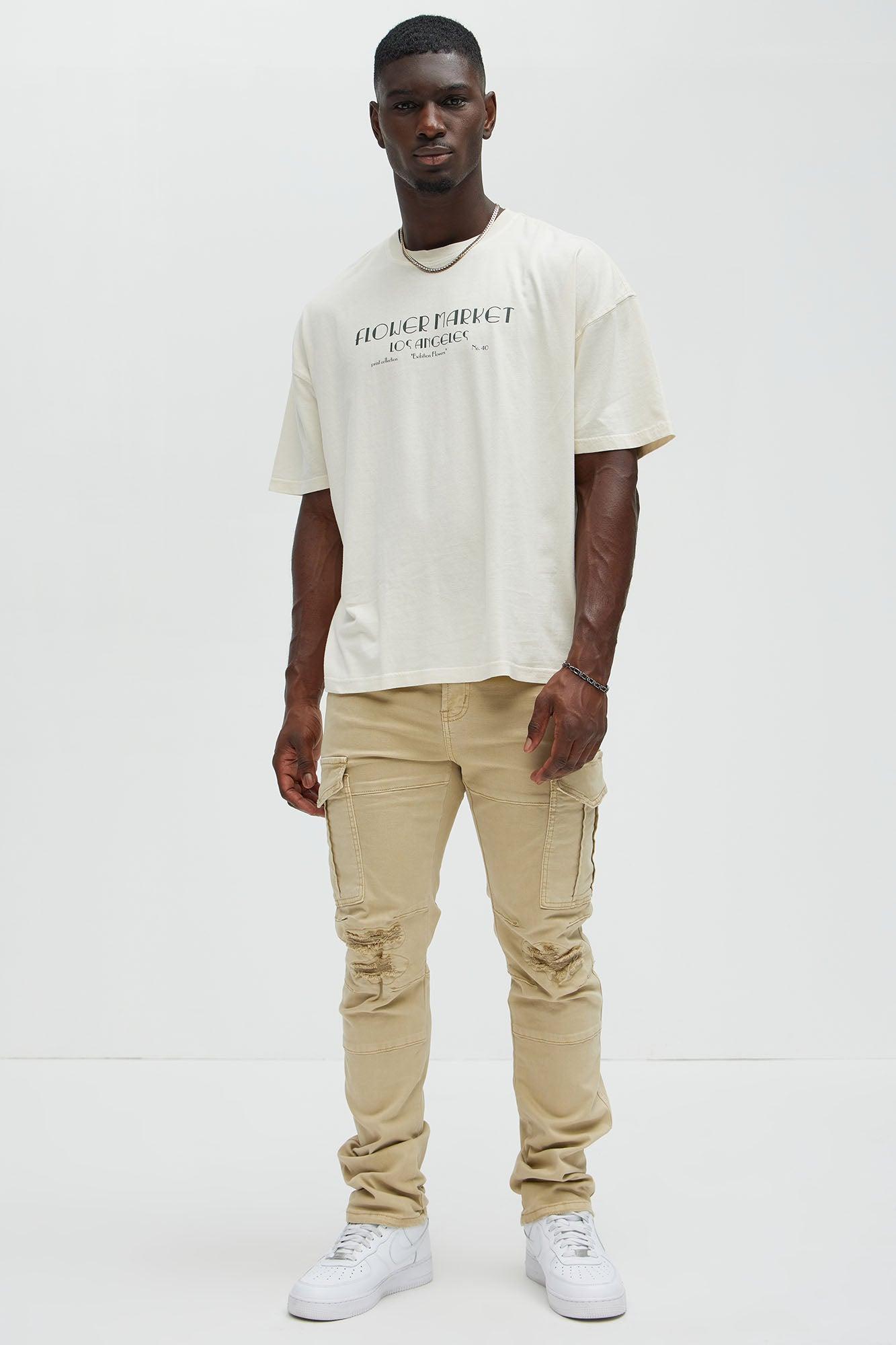 Flower Market Los Angeles Oversized Short Sleeve Tee - Cream Product Image