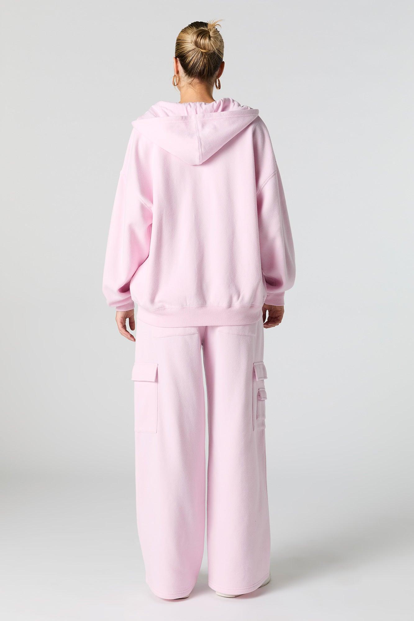 Solid Fleece Wide Leg Cargo Sweatpant Female Product Image