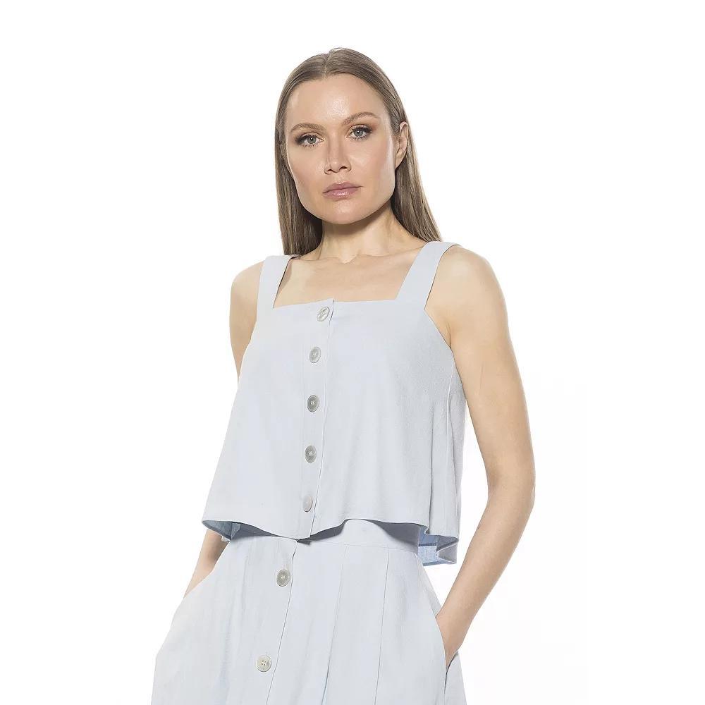 Women's ALEXIA ADMOR Elena Button Down Trapeze Tank Top, Size: 6, Light Blue Product Image