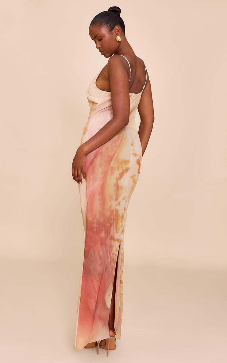  Natural Abstract Printed Chiffon Maxi Dress Product Image