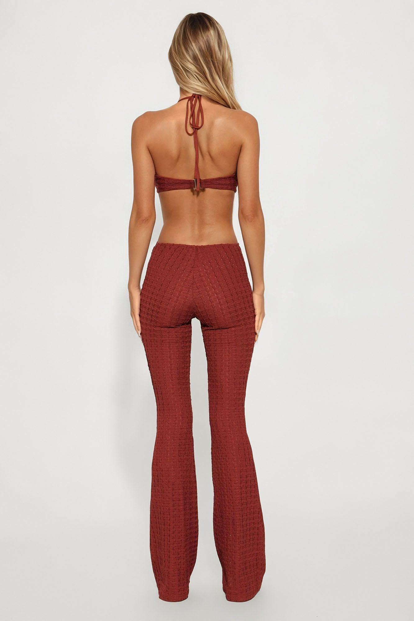 Beach Waves Halter Jumpsuit - Brown Product Image