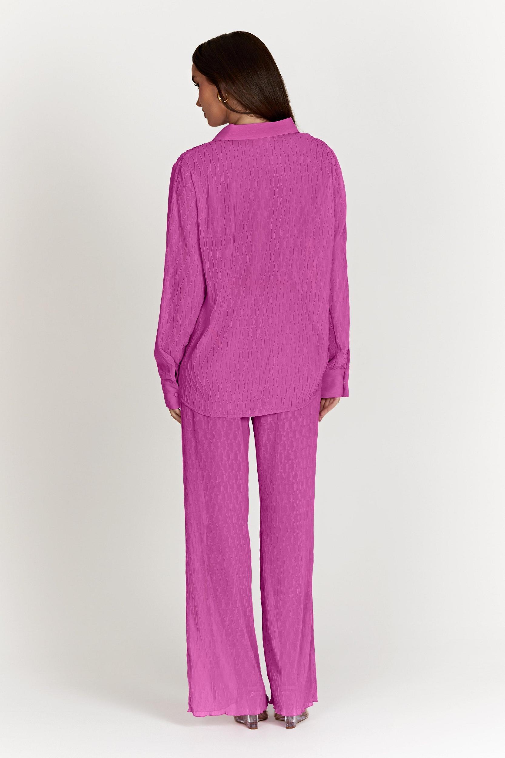 Karla Wave Pleat Pant - Rose Pink Product Image