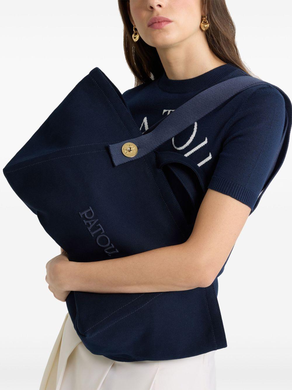 large logo trapeze-design canvas tote bag Product Image