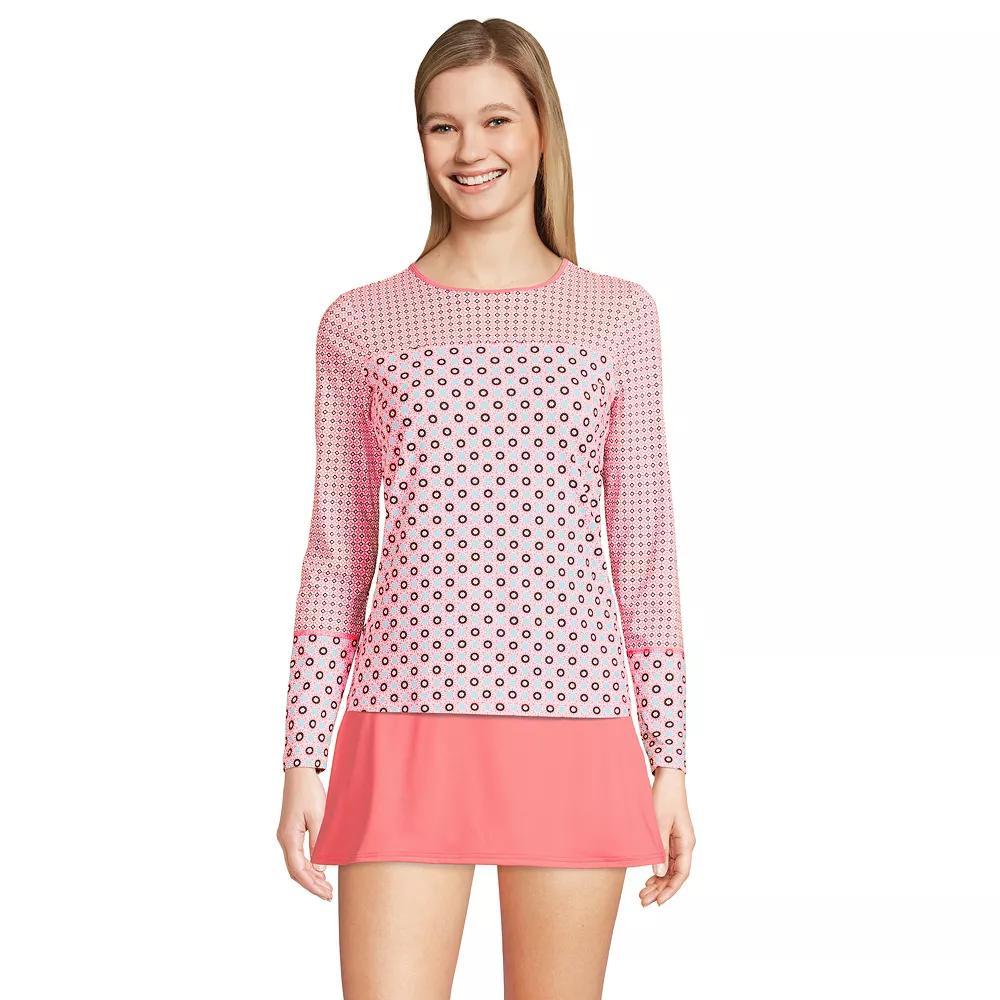 Women's Lands' End UPF 50 Long Sleeve Rash Guard, Size: XS Long, Wood Lily Geo Product Image