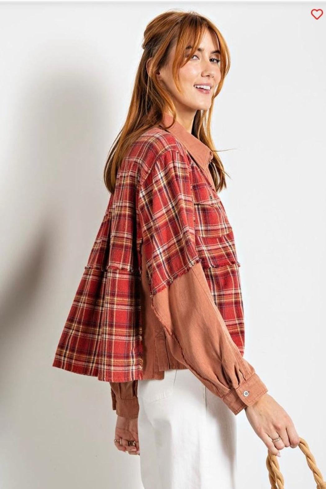 Top, Mixed Plaid Product Image