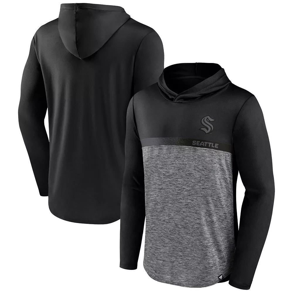 Men's Fanatics Black/Heather Charcoal St. Louis Blues Iconic Defender Pullover Hoodie, Size: Medium Product Image