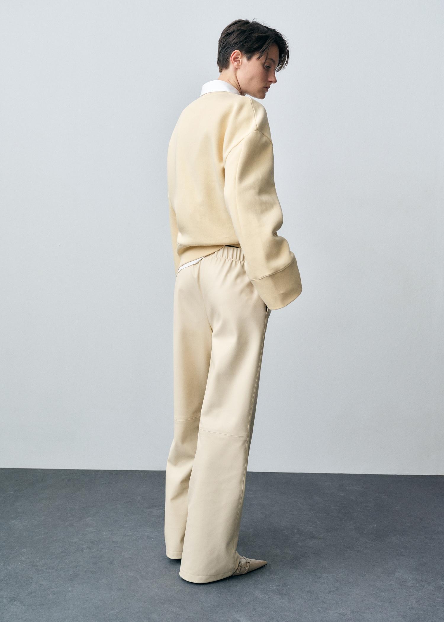 Wide-leg leather-effect pants - Women | MANGO USA Product Image