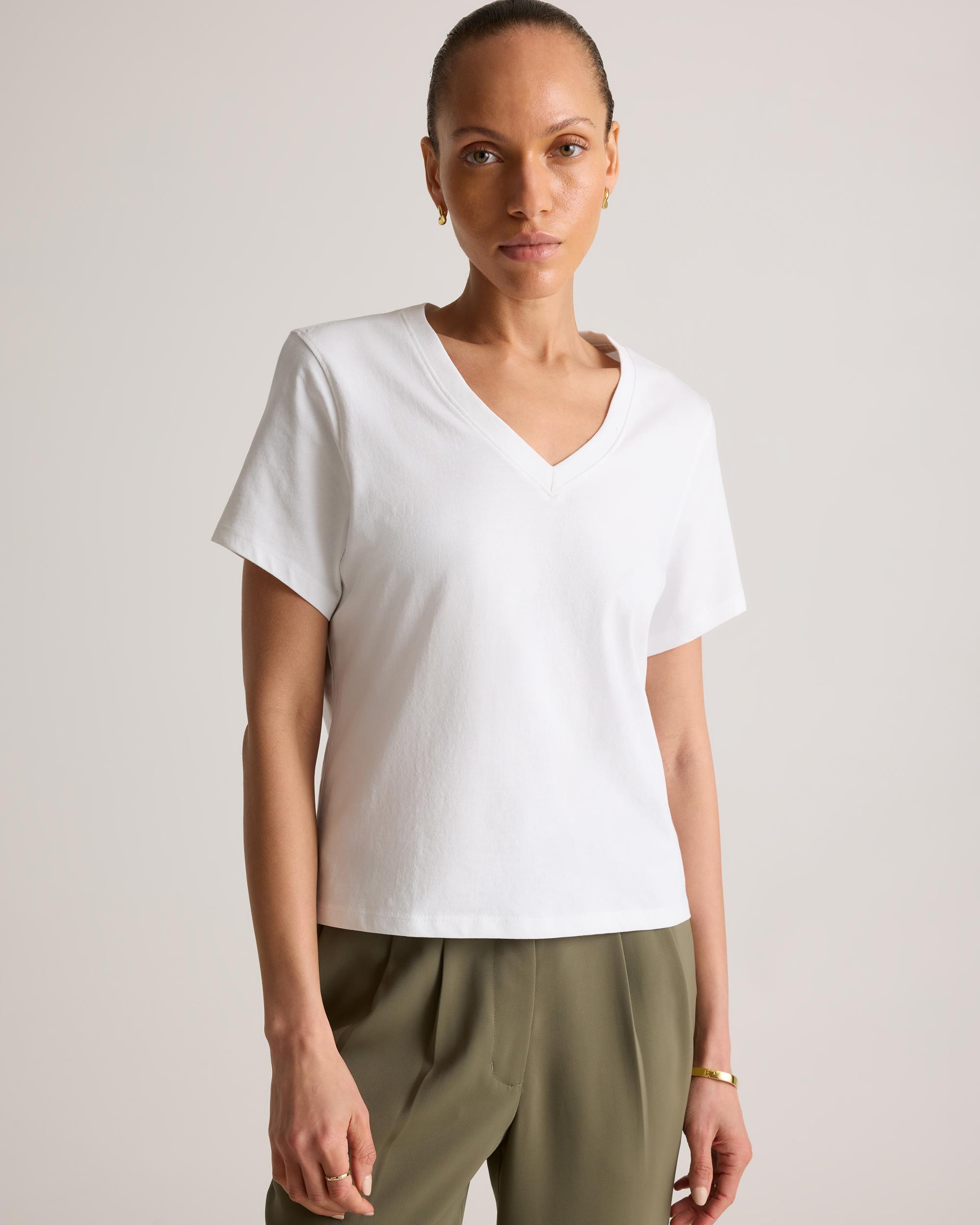 Quince | Women's Boxy V-Neck T-Shirt Size XL, Organic Cotton Product Image