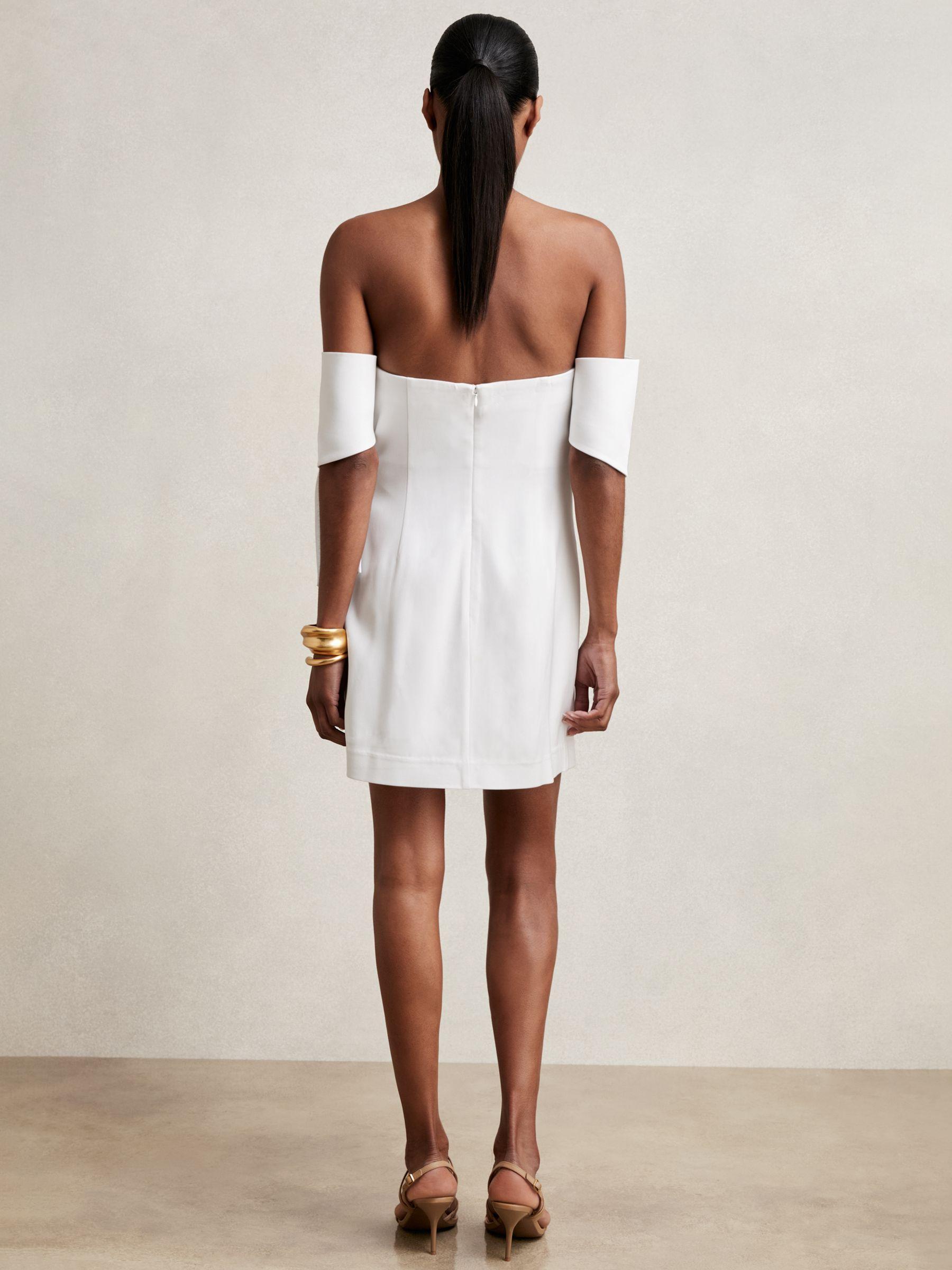 Sculptural Off-Shoulder Mini Dress in Ivory Product Image