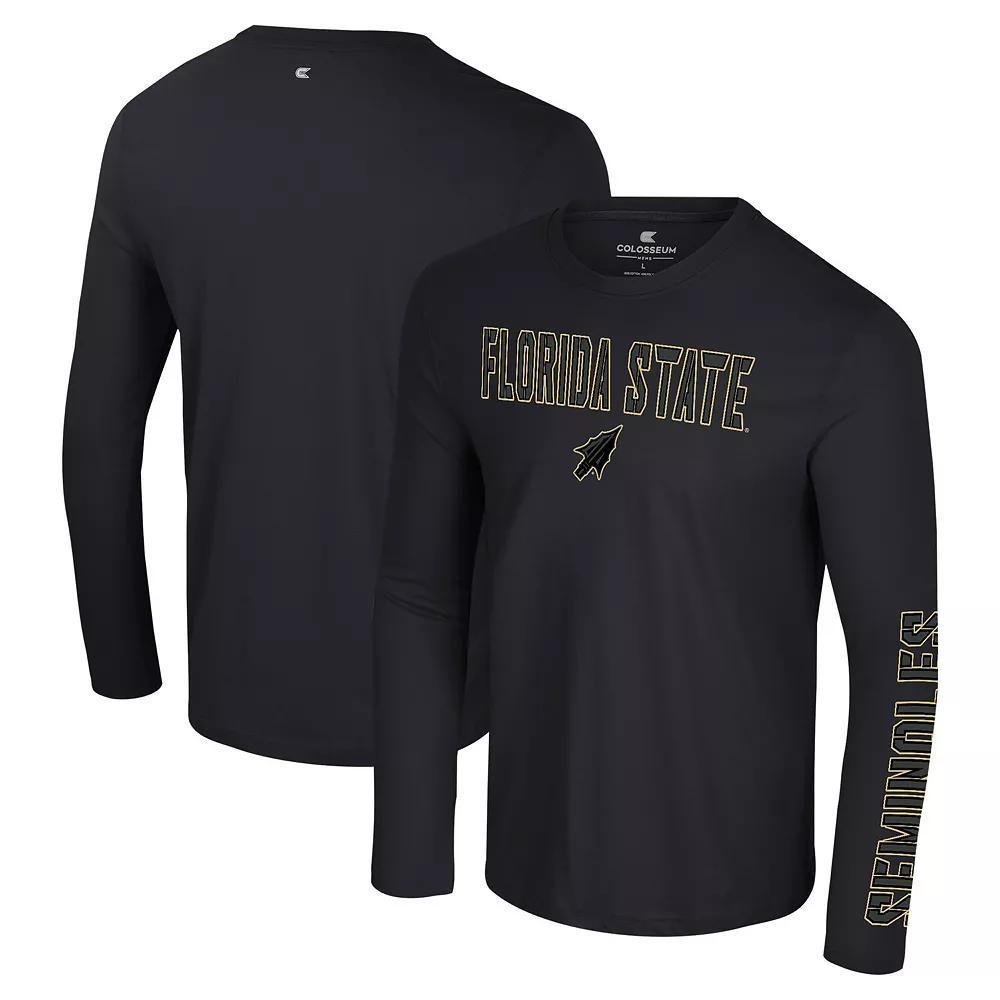 Men's Colosseum Black Florida State Seminoles Color Pop Active Blend 2-Hit Long Sleeve T-Shirt, Size: XL Product Image